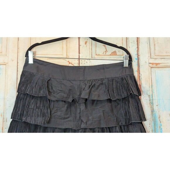 Gap Womens 10 Black Mini Skirt Solid Elastic Waist Zip Closure Ruffles Straight - Picture 5 of 9